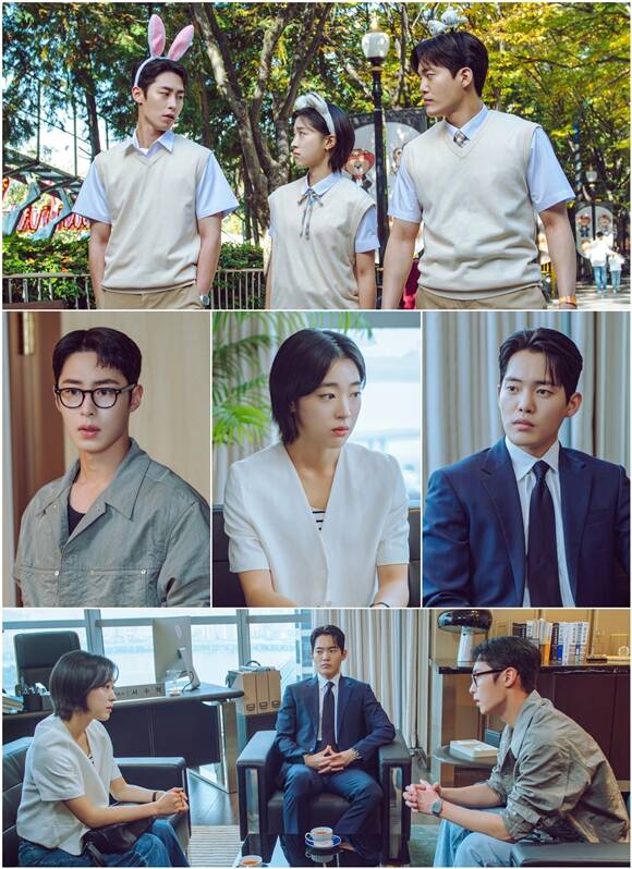 KBS2 새 토일 미니시리즈 마지막 썸머에 출연하는 배우 이재욱 최성은 김건우(맨 위 왼쪽부터)의 스틸이 공개됐다. /KBS2