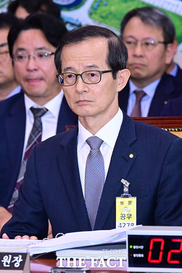 질의 듣고 있는 손태락 한국부동산원장.