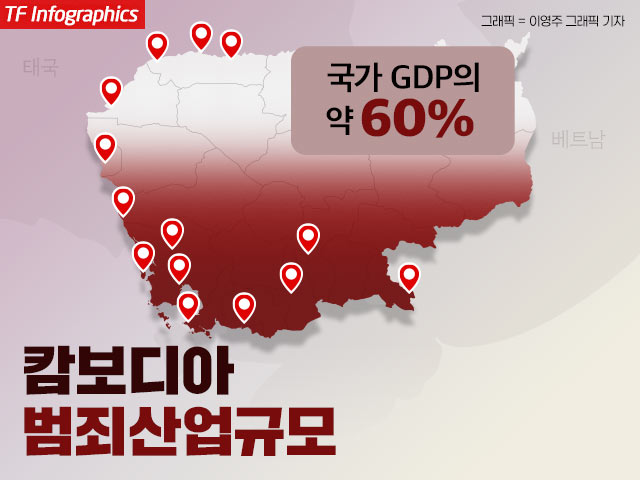 스캠단지는 주로 캄보디아 국경지대에 집중됐다. 수도 프놈펜과 시아누크빌을 비롯해 바벳, 포이펫, 코콩 등이다. 국제앰네스티는 캄보디아 내 최소 16개 도시에 53개 이상의 스캠단지가 있는 것으로 추정한다. /그래픽=이영주 기자