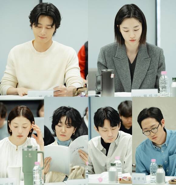 배우 박서준 원지안 조민국 강기둥 이주영 이엘(왼쪽 위부터 시계방향)이 JTBC 새 드라마 경도를 기다리며로 호흡을 맞춘다. /SLL, 아이엔, 글뫼