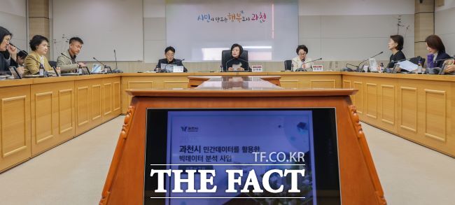 신계용 과천시장이 빅테이터 분석 사업 최종 보고회를 주재하고 있다. /과천시