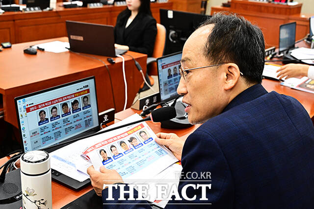 추경호 국민의힘 의원이 27일 오전 서울 여의도 국회 정무위원회에서 열린 금융위원회, 금융감독원 등에 대한 종합감사에 참석해 질의를 하고 있다. /국회=배정한 기자