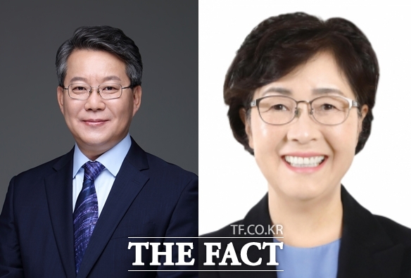 더불어민주당 부산시당 위원장 보궐선거에 출마한 변성완 후보와 박영미 후보. /중앙선거관리위원회 선거통계시스템