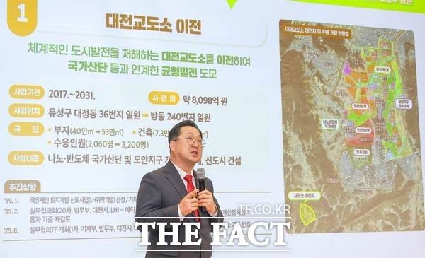 이장우 대전시장이 27일 자치구 방문 세번째 일정으로 유성구를 방문해 주민들과 대화를 나누고 있다. /대전시