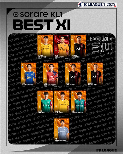 ‘하나은행 K리그1 2025’ 34라운드 베스트11./K리그