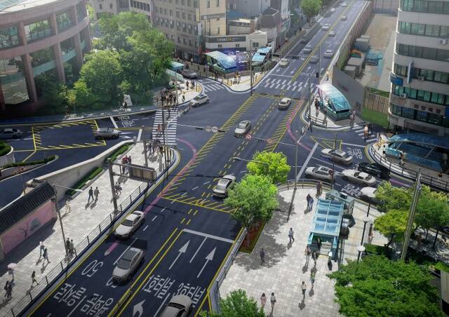 서울시는 소공로~세종대로18길 구간 도로공간 재편에 나선다고 밝혔다. 소공로 조선호텔사거리 개선후 조감도. /서울시