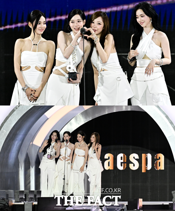 3관왕을 차지한 에스파는 저희가 이 자리에 있을 수 있는 건 마이들 덕분이니까 앞으로도 부끄럽지 않은 아티스트가 되도록 노력하겠다고 소감을 전했다. /배정한 기자