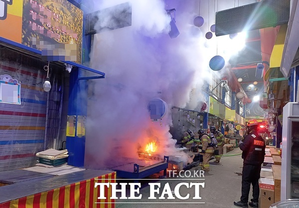 지난 2월 도마큰시장에서 발생한 화재사고의 모습. /대전소방본부