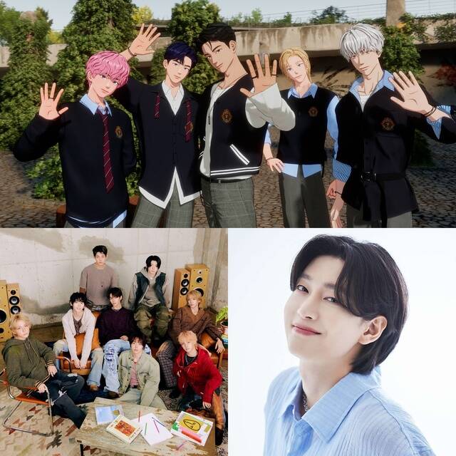 플레이브 아홉 김용빈(왼쪽 위부터 반시계 방향)이 팬앤스타 TMA 베스트 뮤직 - 가을 결선 투표에서 최종 1~3위를 차지했다. / VLAST, F&F엔터테인먼트, 오네스타컴퍼니