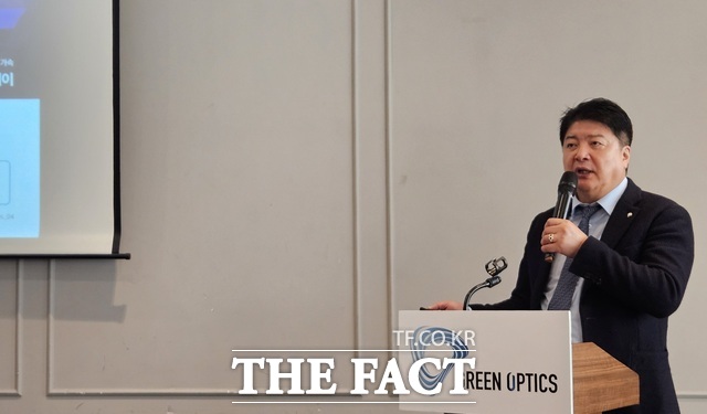조현일 그린광학 대표이사는 2027년 매출 목표를 913억원으로 설정했다고 말했다. /윤정원 기자