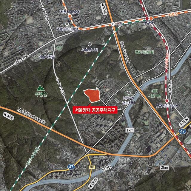 LH가 서울 서초구 우면동(행정동양재1동) 옛 한국교육개발원 부지(약 6만㎡)를 활용해 서울양재 공공주택지구 지정을 제안했다. /LH