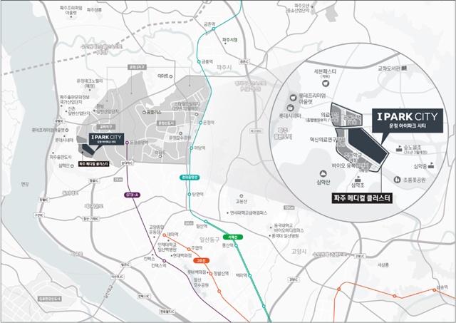 운정 아이파크 시티 인근에는 파주출판도시, 문발일반산업단지, 신촌일반산업단지 등이 위치해 있다. /HDC현대산업개발