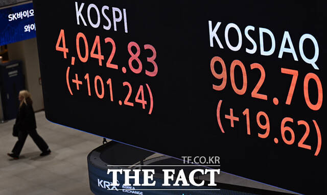 31일 코스피는 장중 4100선을 넘어서고 있다. 사진은 기사 내용과 무관함. /이새롬 기자