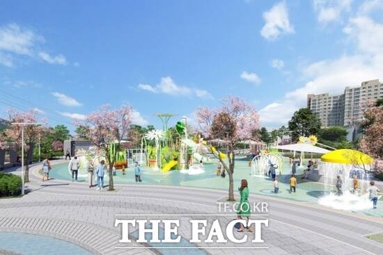 경기 포천시가 포천천 블루웨이 조성사업의 일환으로 내년 상반기까지 조성할 예정인 포천종합운동장 일원 물놀이장의 조감도. /포천시