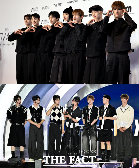 2년 연속 '더팩트 뮤직 어워즈'에 출격한 넥스지는 '글로벌 핫트렌드'를 받으며 눈부신 성장세를 입증했다. /배정한 기자