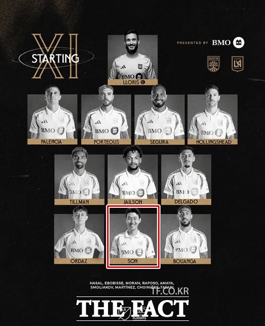 3일 오스틴과 2025 MLS 플레이오프 1라운드 2차전에 나설 LAFC의 스타팅11./LAFC
