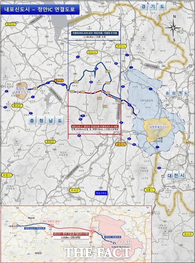 충남 내포신도시~정안IC 연결도로 위치도. /충남도