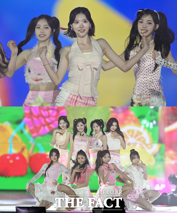 하츠투하츠는 2025 TMA에서 레드벨벳의 빨간 맛(Red Flavor)을 자신들만의 색깔로 재해석한 커버 무대로 시상식의 오프닝을 화려하게 장식했고, 칼군무가 돋보이는 STYLE도 선보이며 현장 분위기를 뜨겁게 달궜다. /서예원 기자