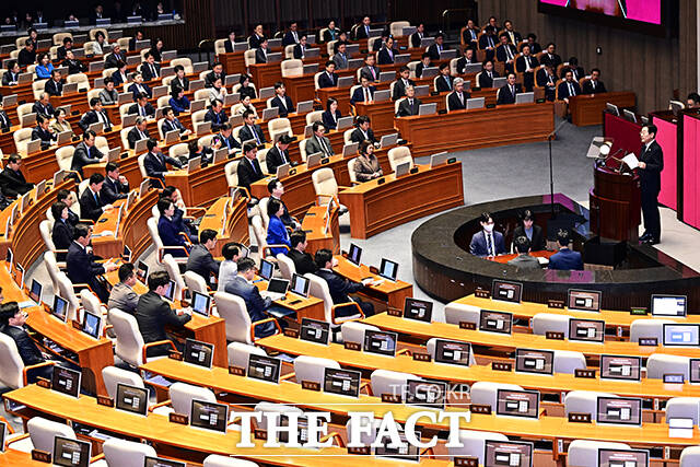 6일 대통령 비서실과 경호처 등에 대한 국회 운영위원회의 국감이 열린다. 이재명 대통령이 4일 오전 서울 여의도 국회 본회의장에서 국민의힘 의원들이 자리를 비운 가운데 2026년도 예산안 관련 시정연설을 하고 있다. /국회=배정한 기자