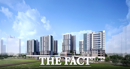 대우건설이 오는 7일 견본주택을 개관하는 공공지원 민간임대주택 ‘운정신도시 푸르지오 더 스마트’의 투시도. /대우건