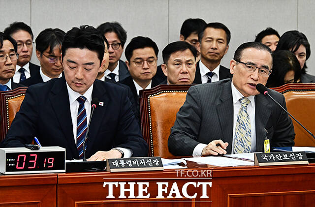 질의에 답변하는 위성락 국가안보실장.