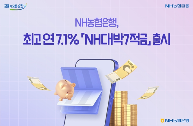 NH농협은행이 최고 연 7.1% 금리를 제공하는 NH대박7적금을 선보였다. /NH농협은행