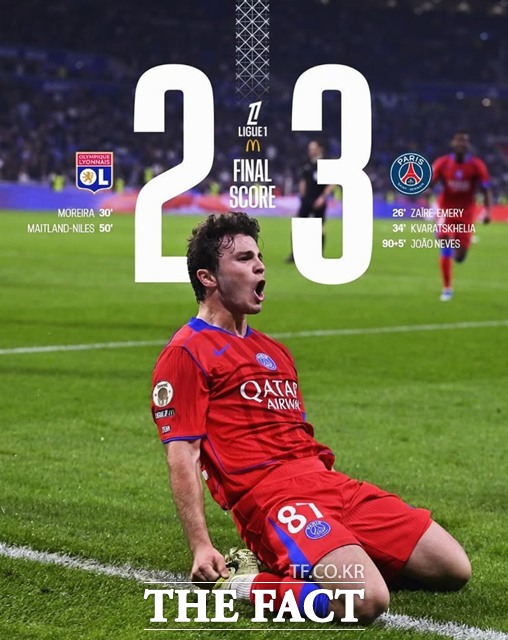 이강인의 도움과 네베스의 결승골에 힘입어 3-2로 승리한 PSG./PSG