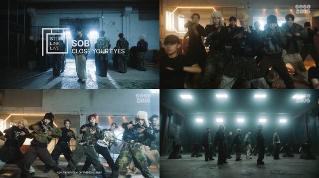 SOB 스토어링크 라이브(사진) 속 심플한 구조의 공간 안에서 일곱 멤버가 만들어낸 군무와 섬세한 제스처는 곡의 도발적 무드를 한층 극대화한다. /언코어