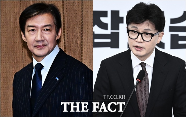 전직 법무부 장관 출신인 조국 전 조국혁신당 비상대책위원장과 한동훈 전 국민의힘 대표가 검찰의 대장동 항소 포기를 놓고 설전을 벌였다. /배정한 기자