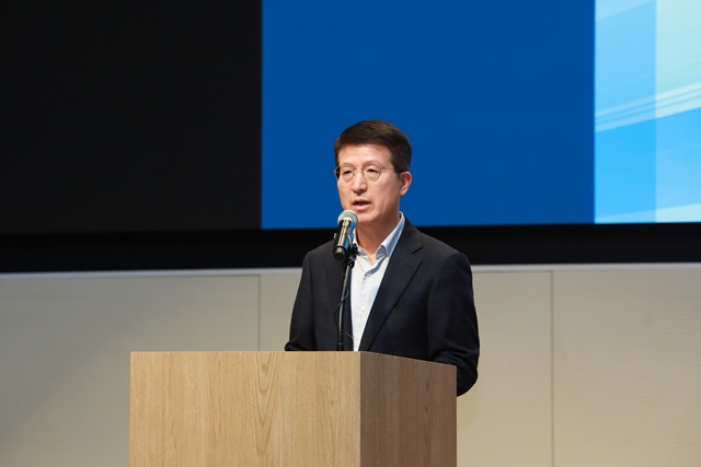 오세철 삼성물산 대표이사 사장은 환영사에서 AI를 전략적 파트너로 인식하고 함께 혁신을 만들어가자고 말했다. /삼성물산 건설부문