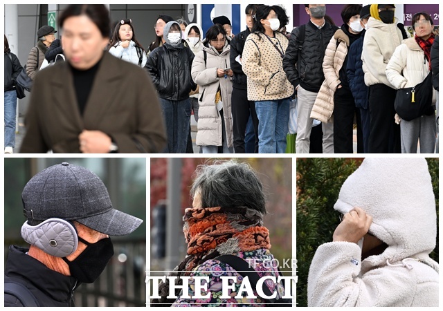 북쪽에서 찬 공기가 유입되면서 기온이 큰 폭으로 내려가 추운 날씨를 보인 17일 오전 서울 강남구 수서역 일대의 시민들이 두툼한 옷을 입고 발걸음을 재촉하고 있다. /남용희 기자