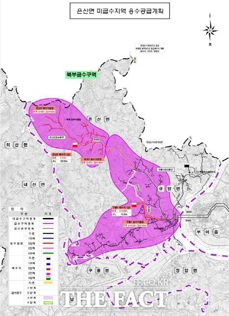 부여군 은산면 북부지역 지방상수도 보급 사업 위치도. /부여군
