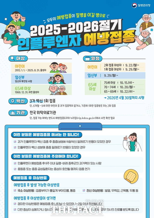 질병관리청 2025-2026절기 인플루엔자 예방접종 홍보문. /천안시