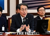  예산안 관련 질의에 답변하는 강희업 2차관 [포토]