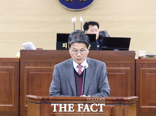 시정연설을 하고 있는 김돈곤 청양군수. /청양군