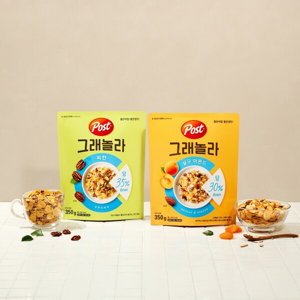 동서식품은 당을 줄여 건강하게 즐기는 당 저감 포스트 그래놀라 신제품 2종을 선보였다. /동서식품