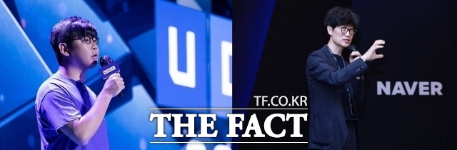 두나무와 네이버 최고경영진이 오는 27일 첫 공동 기자회견을 열고 합병 이후 사업 구상안 등을 직접 발표한다. 사진은 (왼쪽부터) 송치형 두나무 회장, 이해진 네이버 의장./각 사 제공