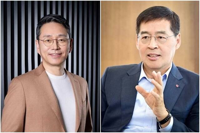 이번 인사를 통해 조주완 LG전자 사장(왼쪽)과 신학철 LG화학 부회장이 물러나게 됐다. /LG