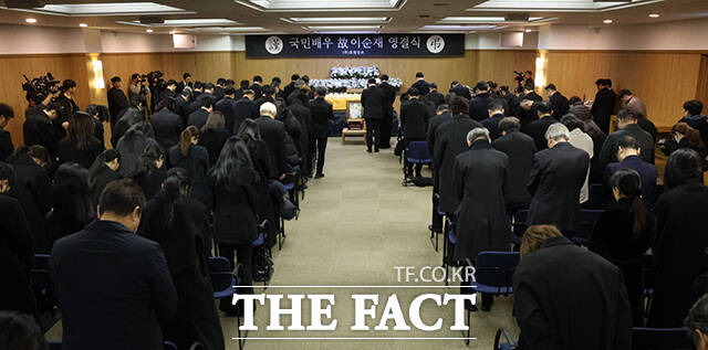 배우 고(故) 이순재의 영결식이 27일 오전 서울 송파구 서울아산병원 장례식장에 엄수되고 있다. /서예원 기자