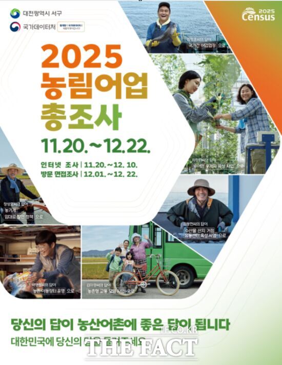 대전 서구는 지난 20일부터 12월 22일까지 ‘2025년 농림어업총조사’를 시행한다. 사진은 총조사 홍보 포스터. /대전 서구