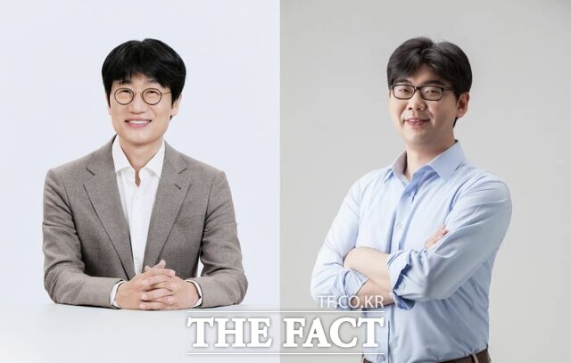 네이버와 두나무가 인공지능(AI), 블록체인 기술을 결합한 금융 인프라를 설계하기 위해 앞으로 5년간 10조원을 투자하기로 했다. 사진은 이해진(왼쪽) 네이버 의장, 송치형 두나무 회장. /뉴시스