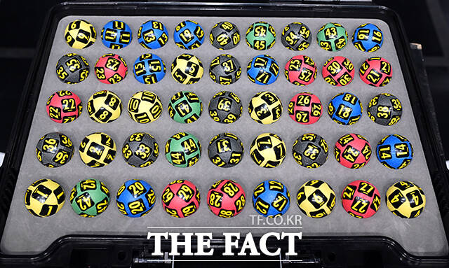 참관인 100명과 함께한 로또복권 추첨 생방송이 29일 오후 서울 마포구 상암 MBC에서 열린 가운데 동행복권 관계자가 생방송을 앞두고 추첨기를 점검하고 있다. /임영무 기자