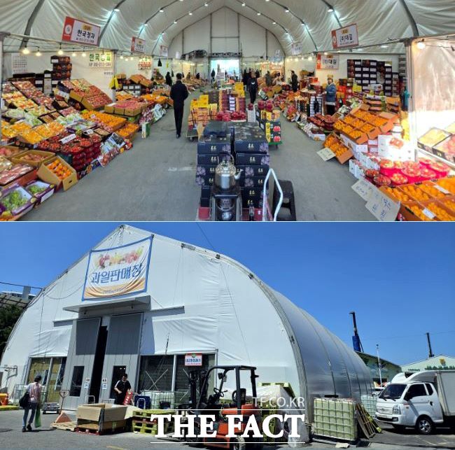 안양농수산물도매시장 청과동 가설건축물 내외부 모습. /안양시