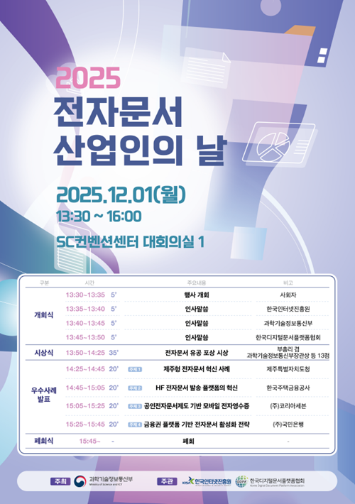 1일 과학기술정보통신부가 서울 SC컨벤션센터에서 2025 전자문서 산업인의 날 행사를 개최했다. /과학기술정보통신부