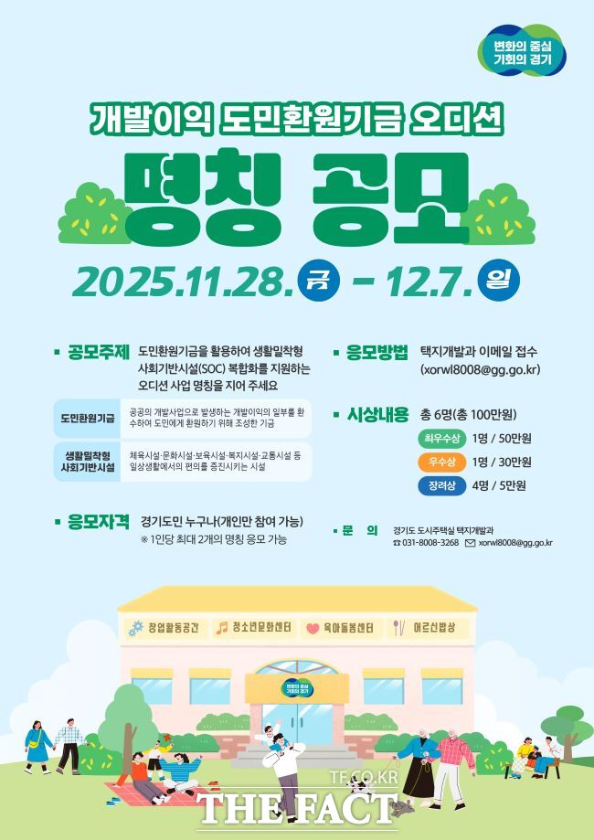 경기도 개발 이익 도민환원기금 오디션 명칭 공모 홍보물. /경기도