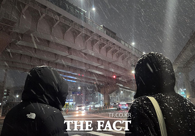 '올해 첫눈이 대설주의보' 눈 내리는 퇴근길.