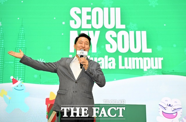 오세훈 서울시장이 7일(일) 쿠알라룸푸르 파렌하이트88에서 열린 ‘서울관광 홍보행사‘에서 인사말 하고 있다./서울시