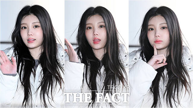 그룹 아일릿의 원희가 9일 오전 해외 일정 참석차 서울 강서구 김포국제공항을 통해 일본 하네다로 출국하며 포즈를 취하고 있다. /김포국제공항=서예원 기자