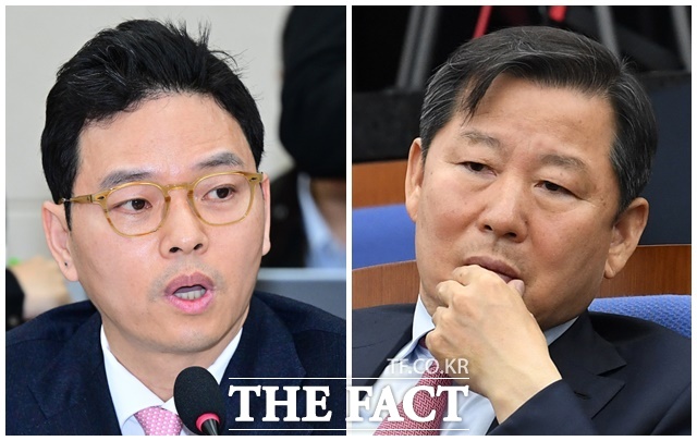 국민의힘 박정훈(왼쪽) 의원이 9일 SBS라디오 '김태현의 정치쇼'에 출연해 '원조 친윤' 이철규 의원을 직격하면서 정계를 은퇴해야 한다고 주장했다. /남윤호·남용희 기자