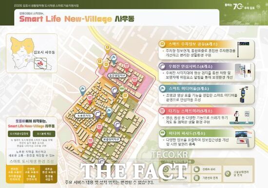 경기 김포시가 2026년 생활밀착형 도시재생 스마트 기술 지원 사업 공모에 최종 선정된 데 따라 추진할 예정인 사우동 모래모퉁이 마을 일원 서비스 제공 계획도. /김포시